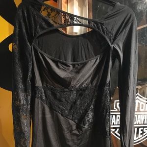Sexy lace peek a boo chest mini dress